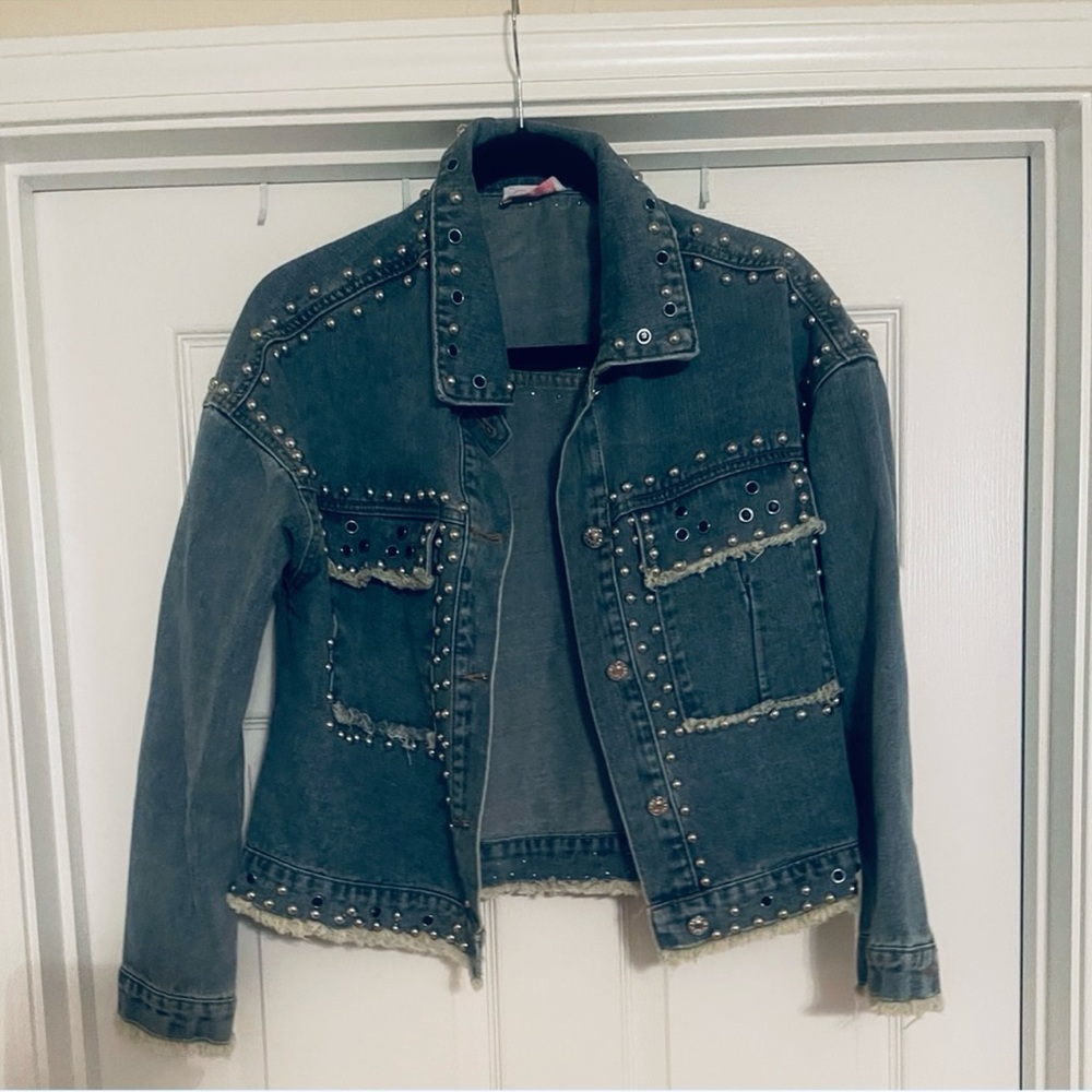 Pink Lily Studded Denim Jacket